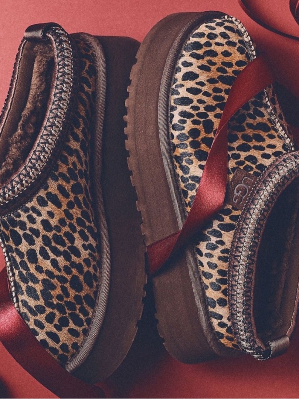 . UGG TAZZ Leopard Brown Caspian Platform Slipper Shoes - Picture 2 of 13